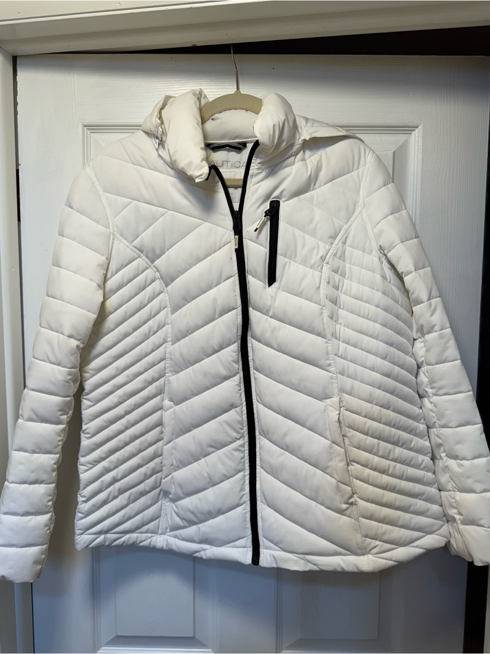 Nautica Women's White Quilted Insulated Puffer Jacket